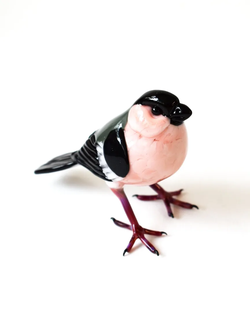 'Bullfinch' Glass Bird Sculpture